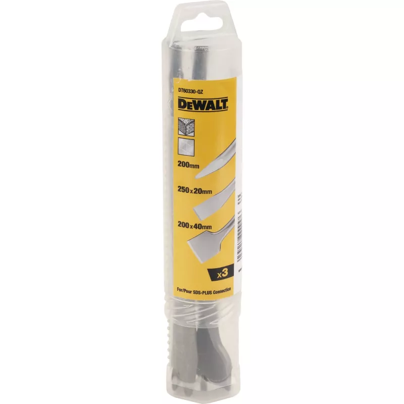 DeWALT set di scalpelli SDS 20 mm x 250 mm, 40 mm x 250 mm, 250 mm