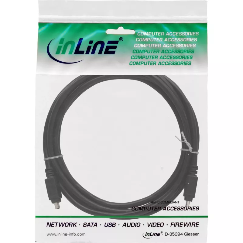 Cavo FireWire 400 1394 InLine 4 pin connettore maschio / connettore maschio 3 m