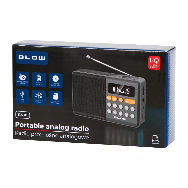 Radio analogica portatile AM/FM Bluetooth BLOW RA18 con sintonizzatore FM e connettività Bluetooth