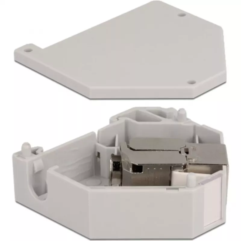 Delock - adattatore modulare - montabile su guida DIN - CAT 6a - STP - grigio - 1 connessione (86014)