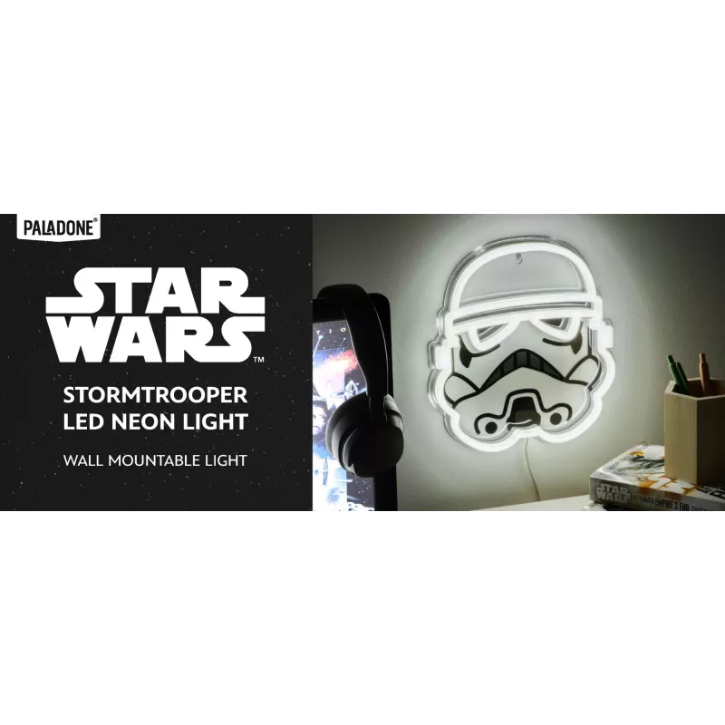 Luce neon LED da parete Paladone Stormtrooper modello PP14595SWVN, illuminazione decorativa Star Wars