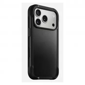 Custodia per smartphone Nomad Rugged Leather Case per Apple iPhone 17 Pro, pelle/TPU/PC/alluminio, per schermi da 16 cm (6,3 pollici), nero