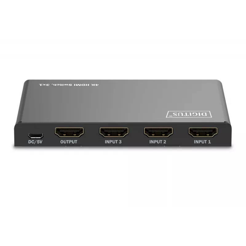 Switch HDMI Digitus 4K 3x1 metallo nero 18 Gbit/s