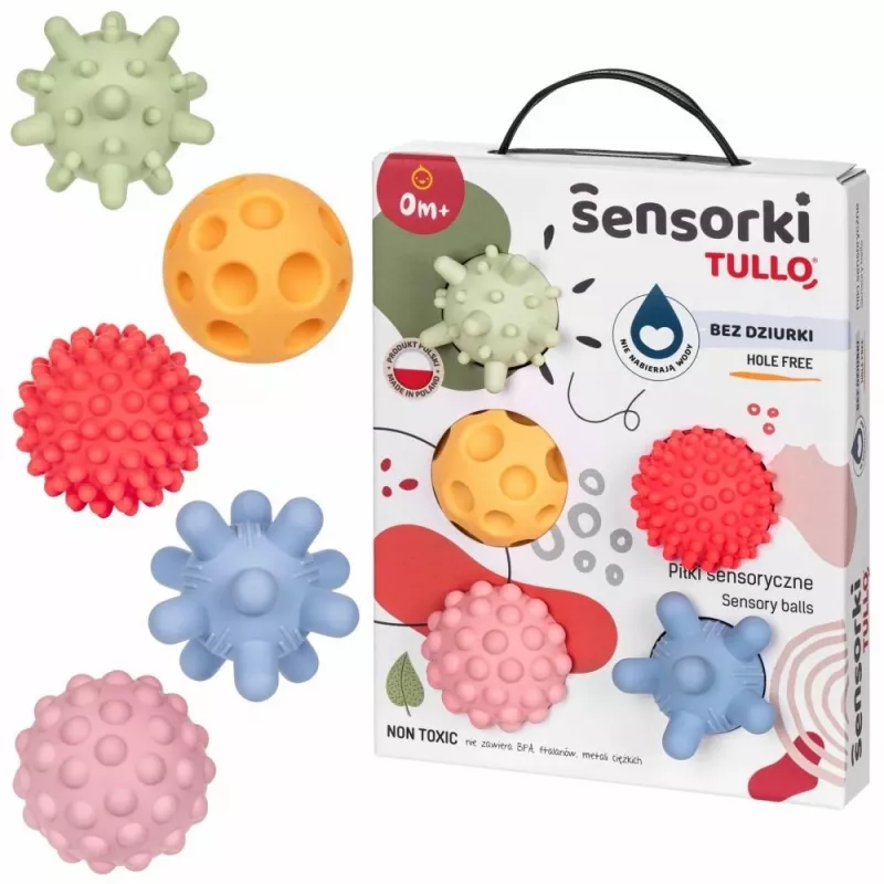 Palle sensoriali senza fori TULLO pastello, 5 pezzi