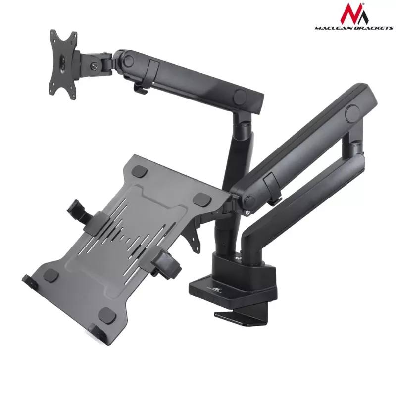 Supporto da tavolo doppio per monitor e laptop MACLEAN MC-813 per schermi 17–32 pollici, VESA 75x75/100x100