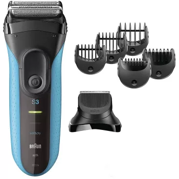 Rasoio elettrico BRAUN Series 3 3010 BT — rasoio a lamina senza fili, nero/blu