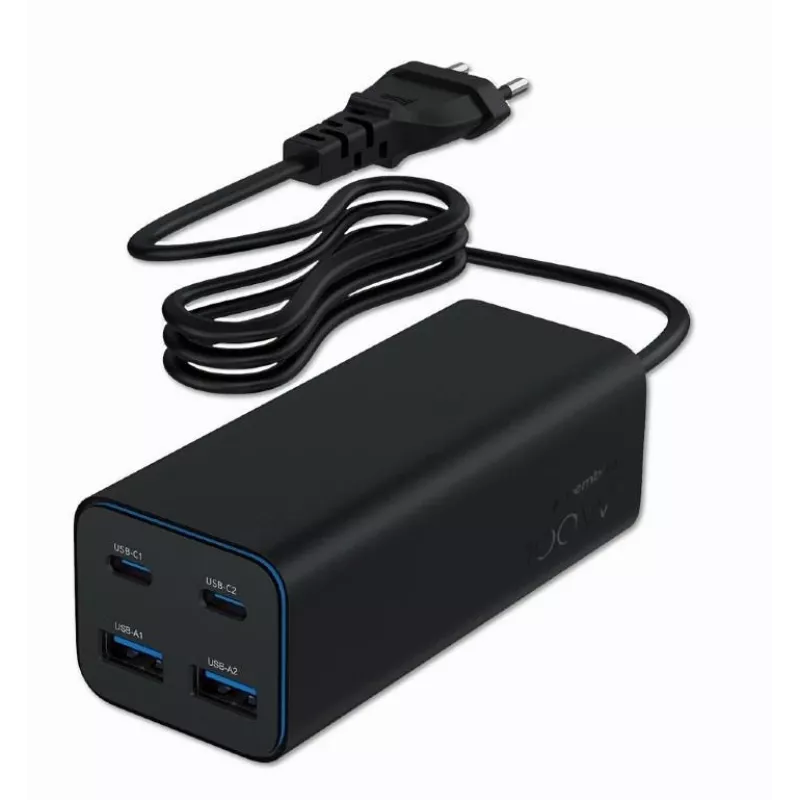 Gembird TA-UC-2A2C-PD100-01-BK caricabatterie per dispositivi mobili laptop, smartphone nero AC ricarica rapida indoor