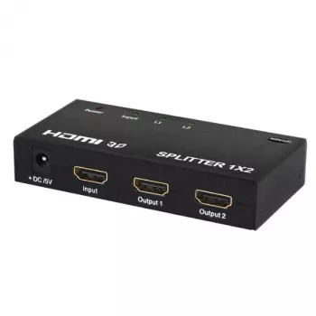 Splitter video HDMI SAVIO CL-42 — 2 uscite HDMI, 1920x1080, colore 36 bit, case in metallo, 5V/1A