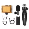 Treppiedi con luce LED, microfono e morsetto per telefono Puluz PKT3132B – set compatto per riprese live