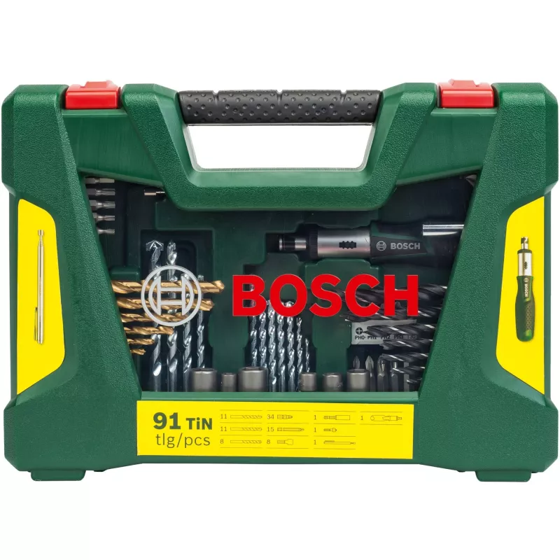 Set di punte per trapano/avvitatore V-Line TIN, 91 pezzi, set punte per trapano e avvitatore (verde)