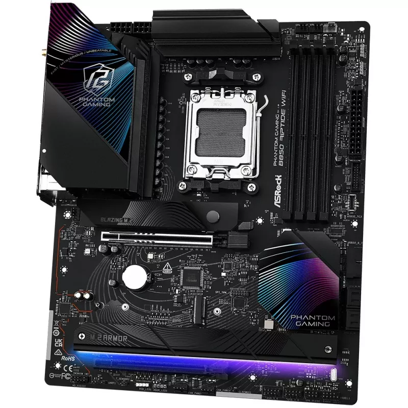 Scheda madre ASRock Phantom Gaming B850 Riptide WiFi — AMD B850, socket AM5, ATX, DDR5, 4x M.2, Wi-Fi 7, LAN 2.5Gb