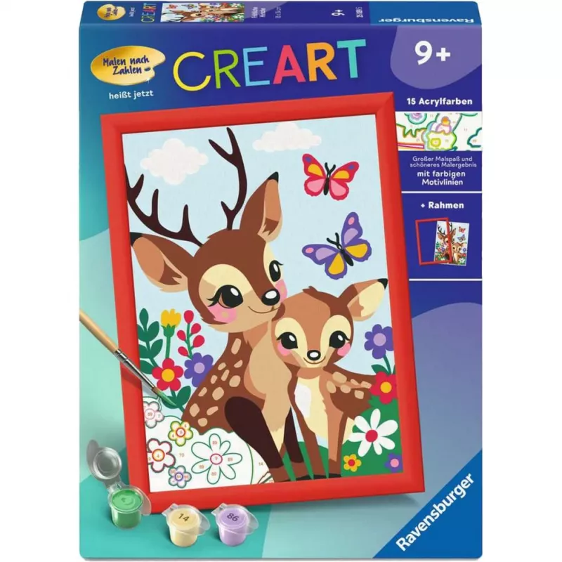 Set pittura con numeri Ravensburger CreArt Glücklicher Hirsch — set di pittura su tela numerata