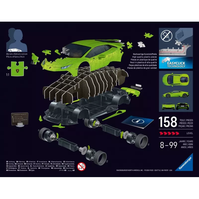 Puzzle 3D 158 pezzi Lamborghini Huracan EVO verde
