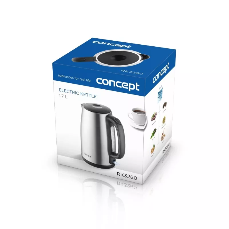 Bollitore elettrico Concept Solution RK3260 — 1,7 l, 2200 W, acciaio inox, senza filo