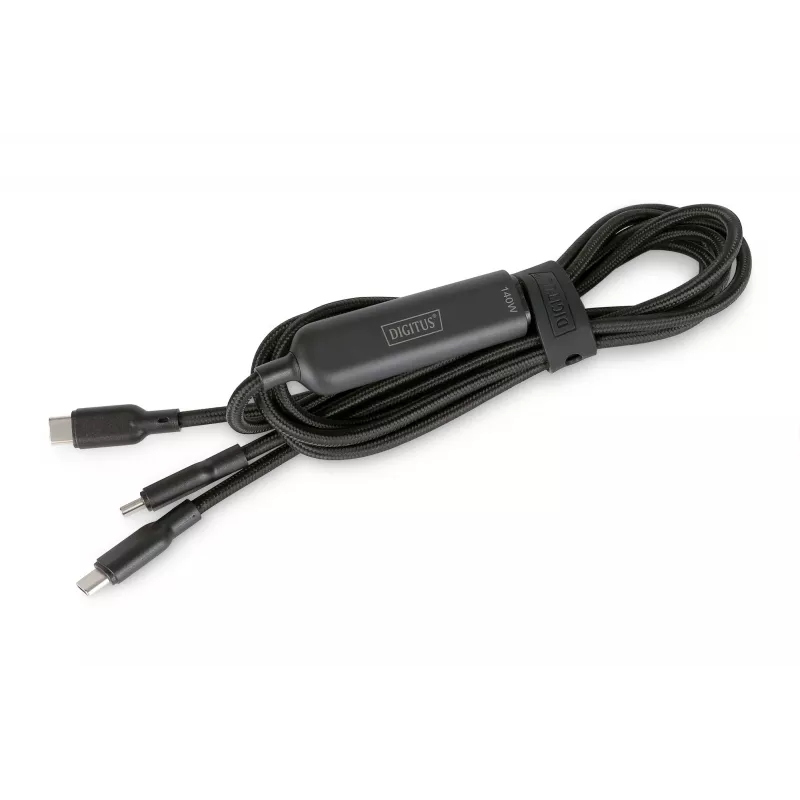 DIGITUS cavo di ricarica USB-C 2in1 140W, USB-C a 2×USB-C, 1,8 m, USB 2.0, nero