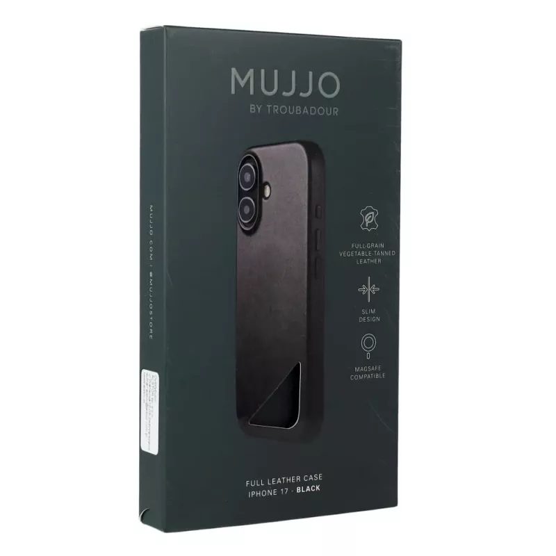 Mujjo Full Leather Case MagSafe custodia per iPhone 17 nero
