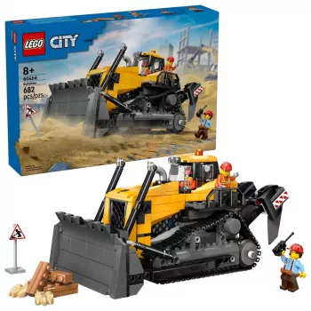 Bulldozer da costruzione giocattolo LEGO 60466, serie City, 682 pezzi, 3 minifigure, età consigliata 8+, dimensioni 120×240×130 mm