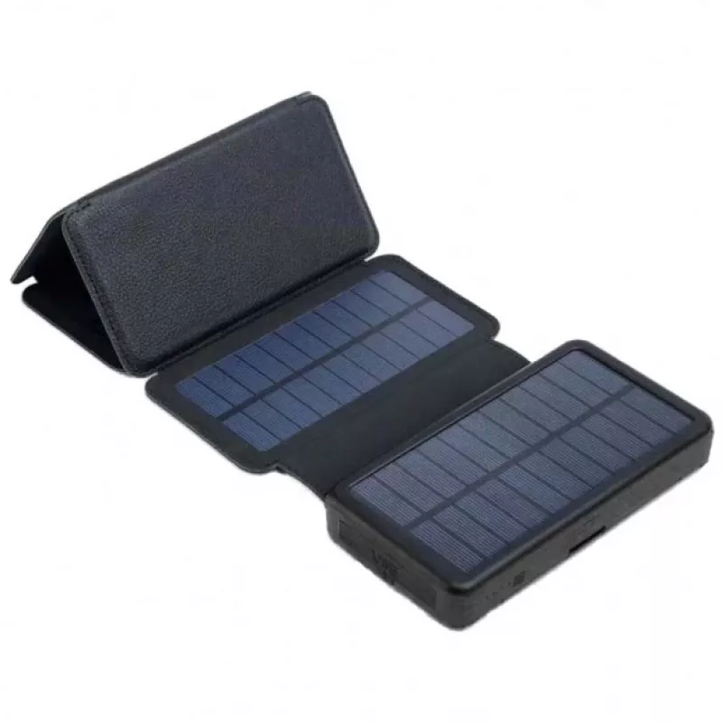 PowerNeed ES20000B pannello solare pieghevole con power bank, 9 W, 20000 mAh, Li-Poly, 2x USB 2 A, nero