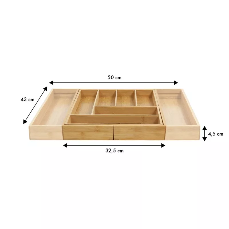 Organizer per cassetto posate GreenBlue GB379 inserto in bambù con scomparti, superficie naturale