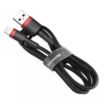 Cavo USB-A a Lightning Baseus Cafule 2.4A QC 3.0, 1 m — nero/rosso