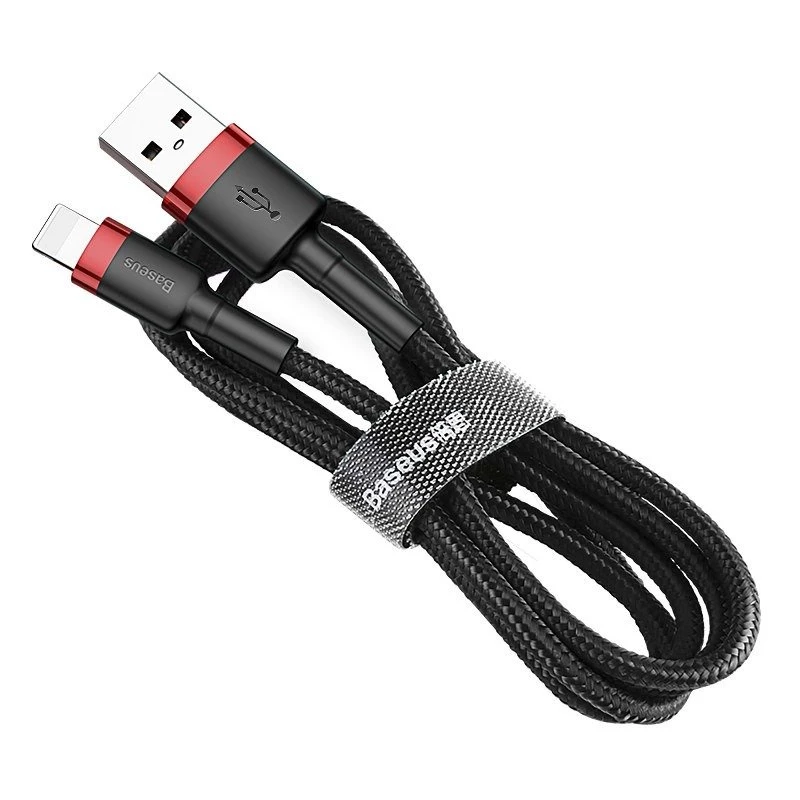 Cavo USB-A a Lightning Baseus Cafule 2.4A QC 3.0, 1 m — nero/rosso