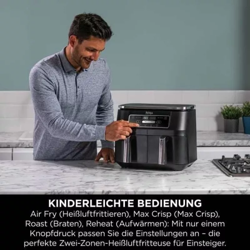 Ninja AF200EU friggitrice doppia 7,6 L stand-alone 2400 W friggitrice ad aria nera