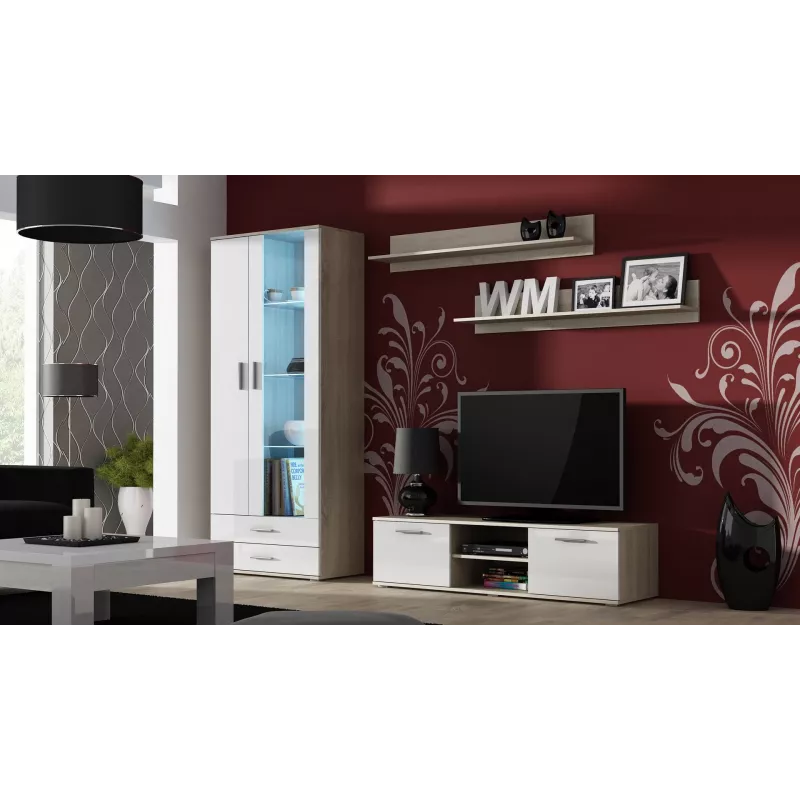 Cama supporto TV SOHO 140 rovere Sonoma/bianco lucido