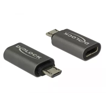 DeLOCK - Adattatore USB - USB-C (F) a Micro-USB Type-B (M) - USB 3.1 Gen 1 - 2,8 cm - Antracite (65927)
