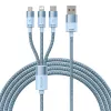 Cavo USB 3in1 Baseus StarSpeed Series, USB-C + Micro + Lightning 3,5A, 1,2m (Blu)