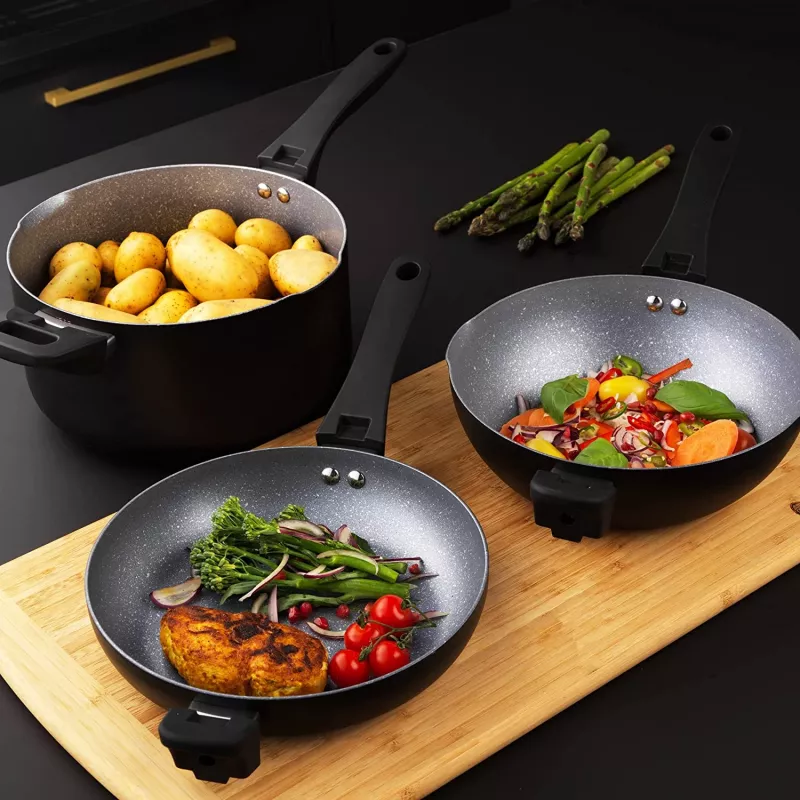 Set pentole Russell Hobbs RH01840EU7 – 4 pezzi impilabili, marmorizzato metallico
