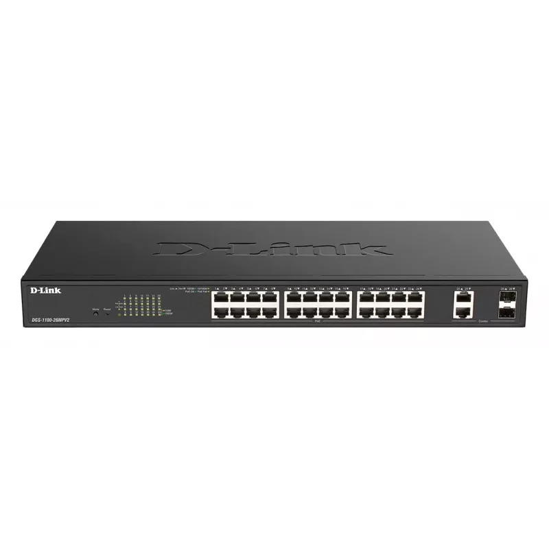 Switch di rete D-Link DGS-1100-26MPV2/E Managed L2 Gigabit Ethernet (10/100/1000) Power over Ethernet (PoE) nero
