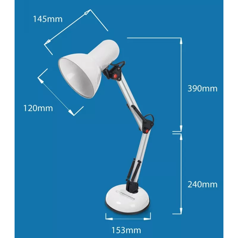 Lampada da tavolo ESPERANZA AVIOR E27 12W LED, nero, regolabile in altezza, braccio flessibile, attacco E27