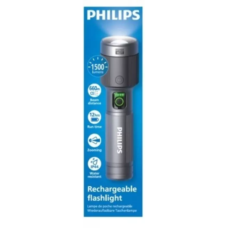 Torcia Philips ricaricabile USB-C 1500 lm 2000 mAh