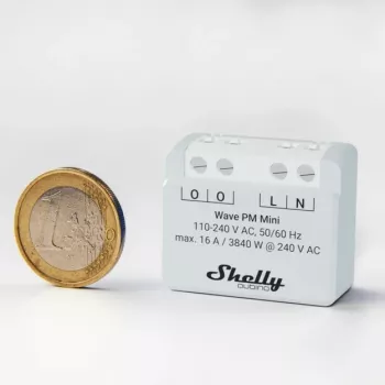 Interruttore intelligente Shelly Qubino Wave PM Mini grigio, wireless, 110–240 V, 16 A, 24–30 V DC, 868,4 MHz