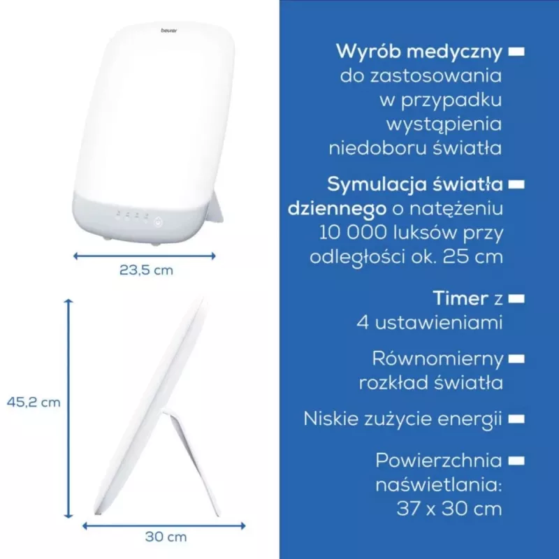 Beurer TL 85 lampada a luce diurna, 14000 lux, LED, senza sfarfallio, senza UV, timer, bianca