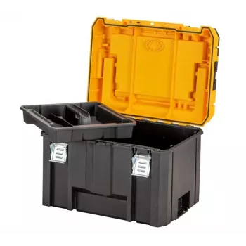 Cassetta per utensili DeWalt DWST83343-1 — alluminio/plastica, impermeabile, coperchio a ribalta, chiudibile a chiave, 1 scomparto, 440×333×323 mm