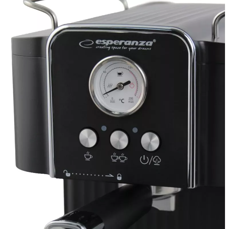 Macchina per caffè espresso ESPERANZA EKC010 — serbatoio acqua 1,8 L, 850 W, 20 bar, monta latte integrato