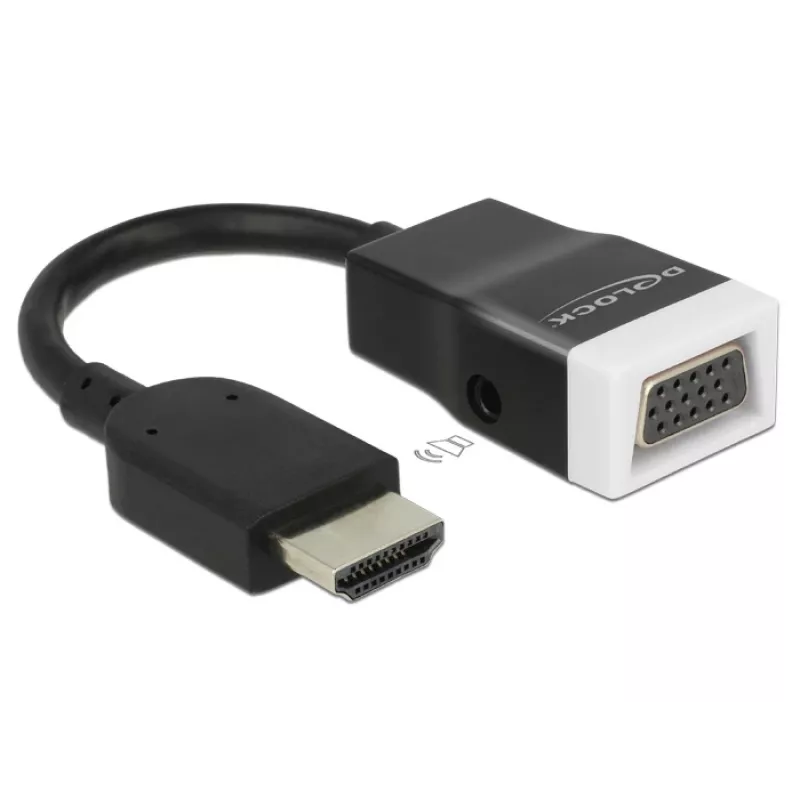Delock 65587 adattatore HDMI-A maschio a VGA (D-Sub 15) femmina con audio, nero/bianco