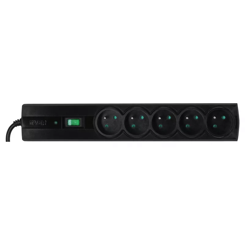 EVER Classic T/LZ09-CLA030/0000 protezione da sovratensioni, 5 prese, 3 m, 250 V, protezione bambini, LED, nera