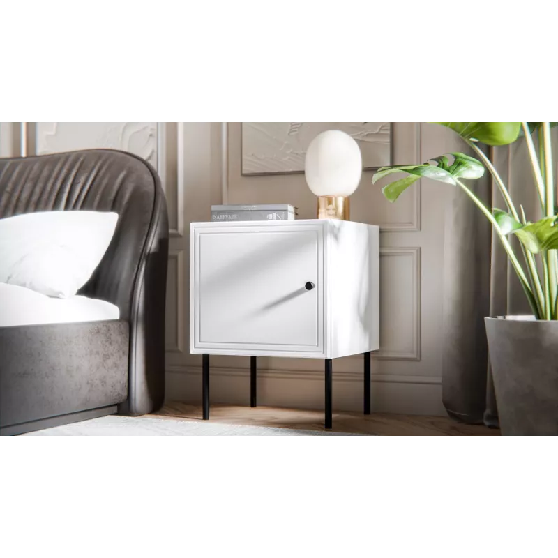 Set comodini 2 pz. cama meble PALAZZO BIS 45×39×H59 cm, bianco opaco, MDF/truciolare