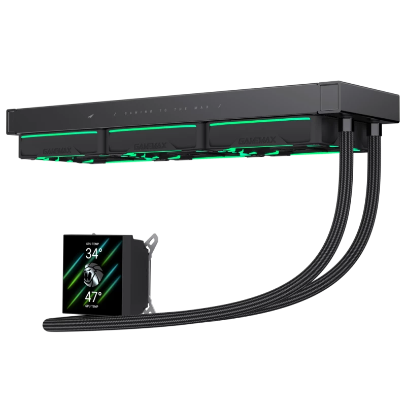Gamemax | Dissipatore a liquido per CPU | HAILSTORM 360 LCD | nero