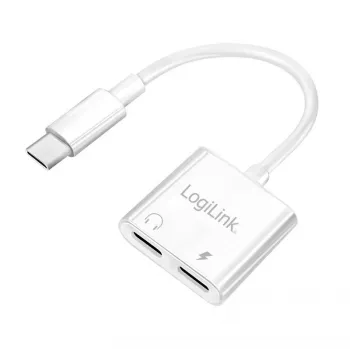 LogiLink Adattatore audio USB-C USB-C/M a 2x USB-C/F 60W PD bianco
