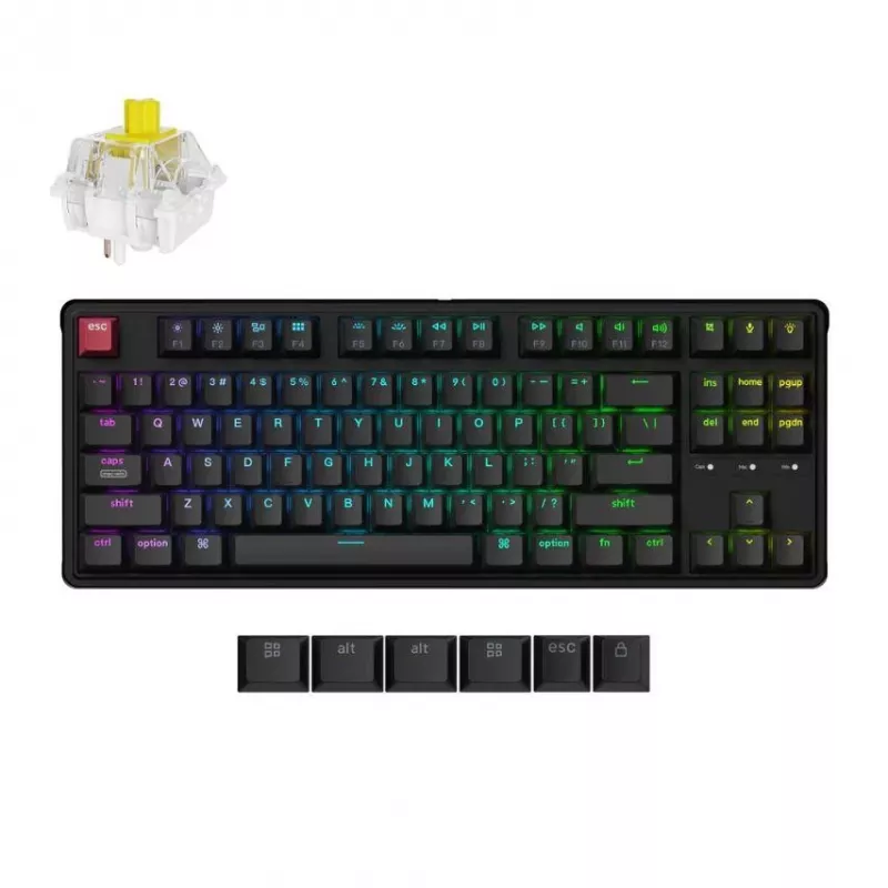 Tastiera meccanica con filo Keychron C3PX-H1 RGB, layout compatto, connessione via cavo USB-C