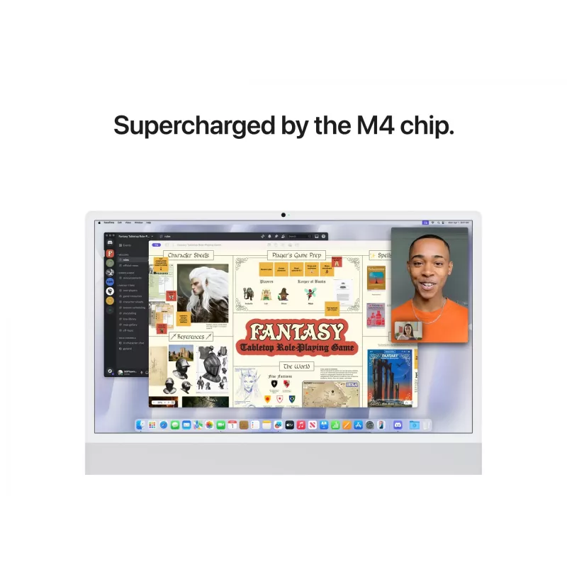 iMac 24 display Retina 4.5k M4, argento, M4 (10-CPU/10-GPU), 16GB, 512GB, vetro standard, Touch ID, tedesco, Gigabit Ethernet, Magic Mouse, MWUV3D/A