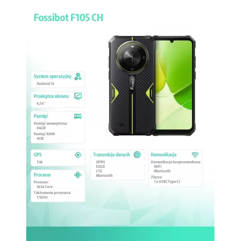 Smartphone FOSSiBOT F105 – modello F105 verde CH