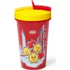Bicchiere con cannuccia Room Copenhagen LEGO Iconic Girl Bright Red 500 ml (rosso/giallo)