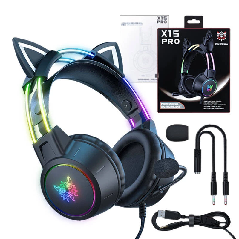 Headset Onikuma X15 PRO cuffie gaming gatto nere