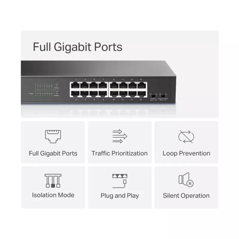 Mercusys MS116GS switch di rete Gigabit Ethernet (10/100/1000) nero