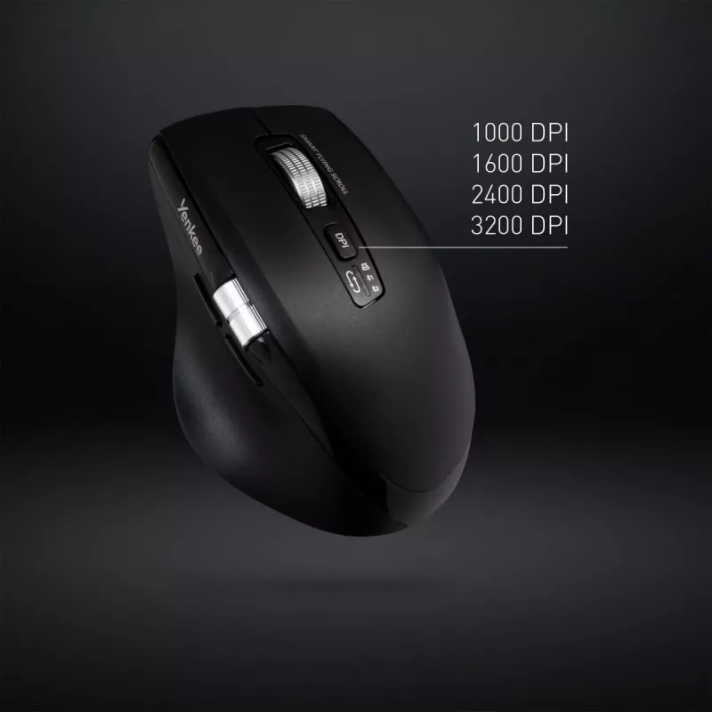 Mouse wireless YENKEE SPIN DUAL 2095BK — mouse ottico compatto dual-mode, modello YMS 2095B SPIN