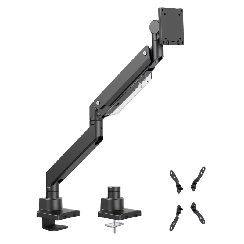 Maclean MC-968 supporto doppio braccio per monitor con molla a gas 17-57 27 kg portata elevata stabile completamente orientabile supporto max VESA 200x200